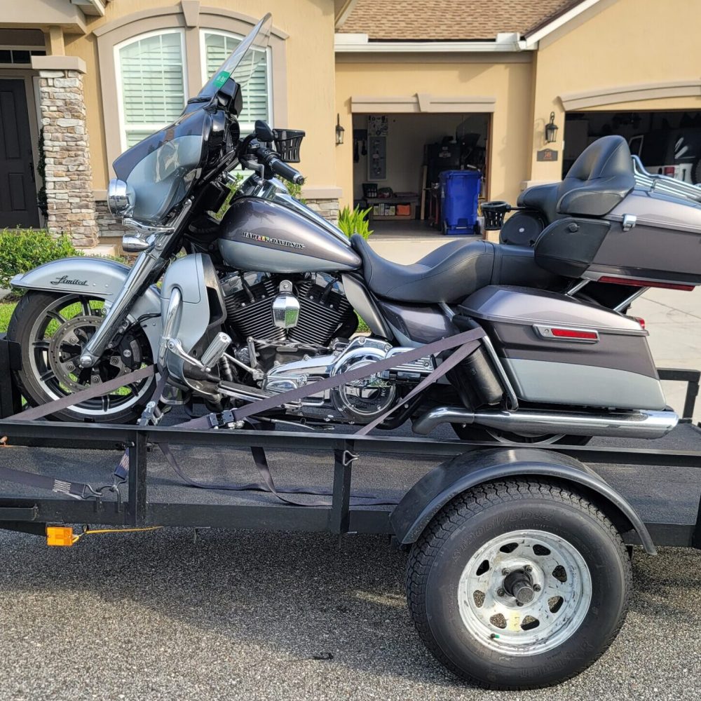 Motorcycle loaded in sun
